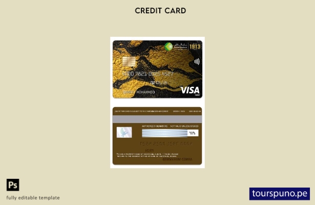 lista para imprimir la plantilla de tarjeta visa dorada del Banco de Sudán de Ja
